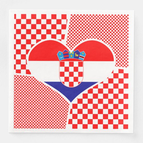 Croatian Flag with Checkers Collage Paper Dinner Napkins