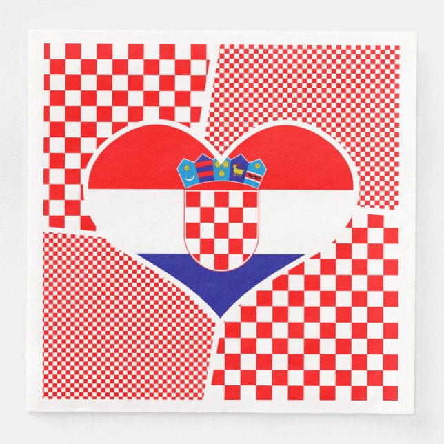 Croatian Flag with Checkers Collage Paper Dinner Napkins (Front)