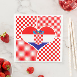 Croatian Flag with Checkers Collage Paper Dinner Napkins