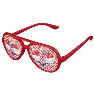 Croatian Flag With Checkers Heart Collage Aviator Sunglasses