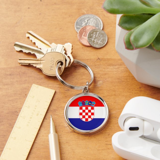 Croatian Flag with Coat of Arms Keychain (Desk)