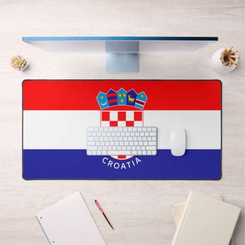 Croatian Flag With Custom Text Desk Mat