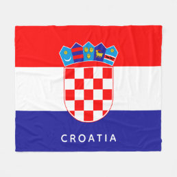 Croatian Flag With Custom Text Fleece Blanket