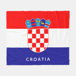 Croatian Flag With Custom Text Fleece Blanket
