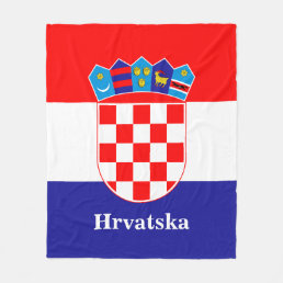 Croatian Flag With Custom Text Hrvatska Fleece Blanket