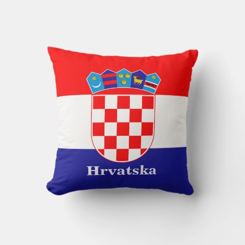 Croatian Flag With Custom Text Throw Pillow