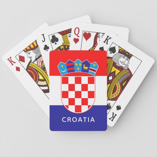 Croatian Flag With Customizable Text Playing Cards