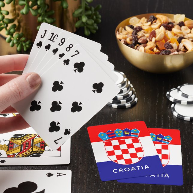 Croatian Flag With Customizable Text Poker Cards (In Situ)
