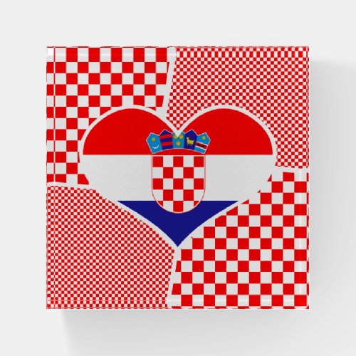 Croatian Flag with Red White Checkers Paperweight