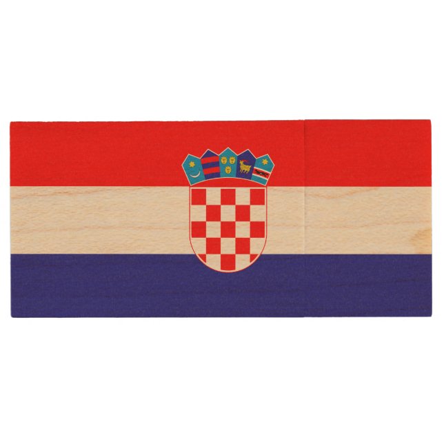 Croatian Flag Wood Flash Drive (Front)