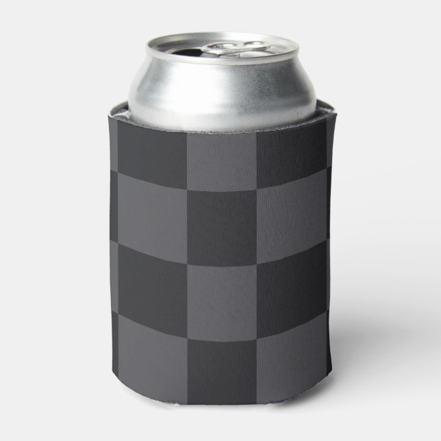 Croatian Geometric Black Gray Bold Checkers Can Cooler (Can Front)