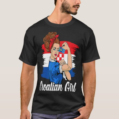 Croatian Girl Croatia Flag Croatian Roots T_Shirt