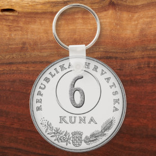 Croatian Kuna Coin Keychain–Customizable Backside Keychain