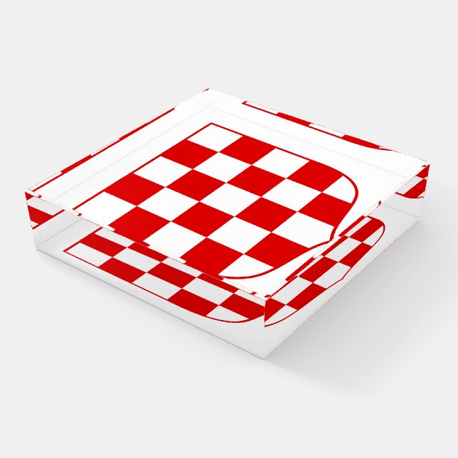 Croatian pattern coa of arms paperweight (Angled)