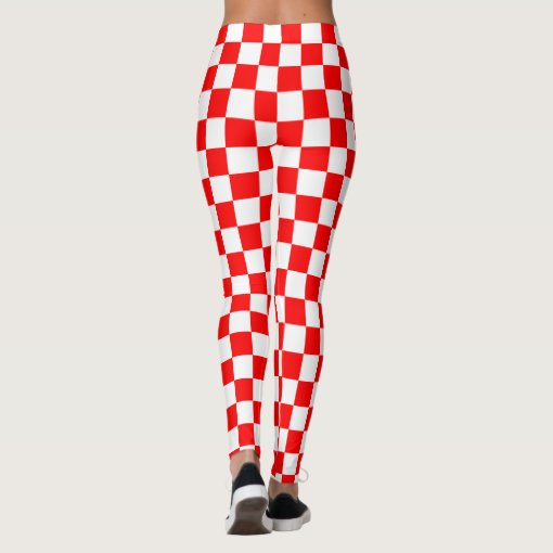 Croatian Red and White Checkered Pattern Leggings | Zazzle