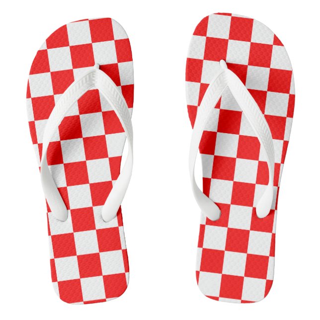 Croatian Red and White Checkers Flip Flops (Footbed)