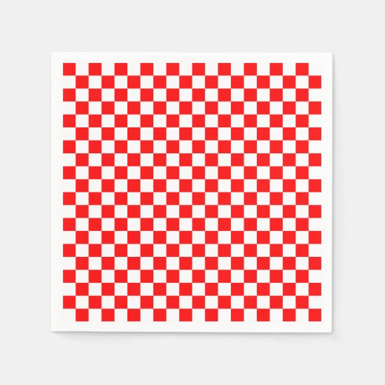 Croatian Red Checkers Modern Geometric Pattern  Napkins