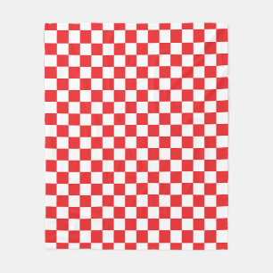 Croatian Red White Checkerboard Pattern Fleece Blanket