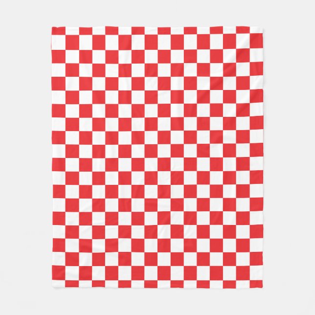 Croatian Red White Checkerboard Pattern Fleece Blanket (Front)