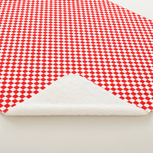 Croatian Red White Checkered Pattern Sherpa Blanket