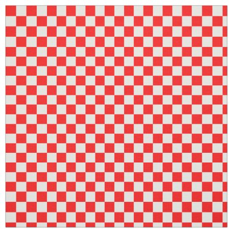Red and white checkerboard pattern fabric | Zazzle.com