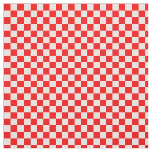 Croatian Red White Checkers Geometric Pattern Fabric