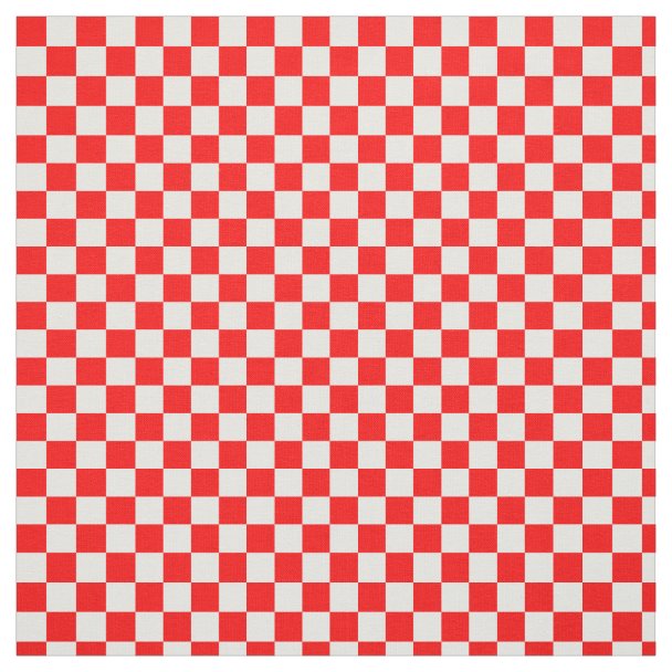 Red and white checkerboard pattern fabric