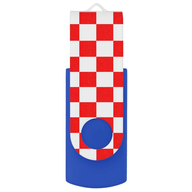 Croatian Red White Checkers Pattern Blue Flash Drive