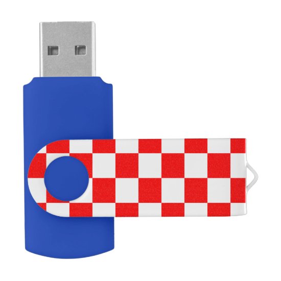 Croatian Red White Checkers Pattern Blue Flash Drive
