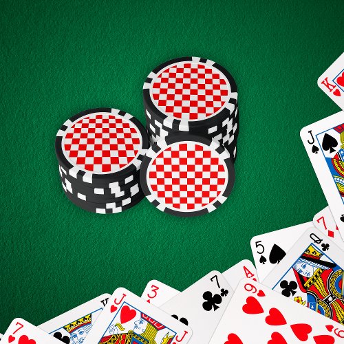Croatian Red White Geometric Checkered Pattern Poker Chips