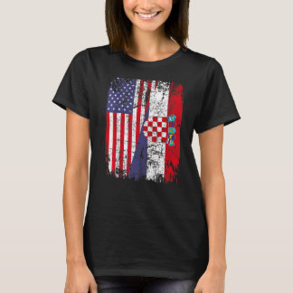 Croatian Roots Half American Flag Croatia T-Shirt