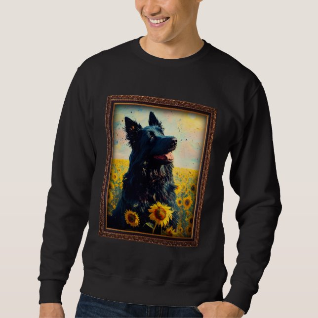 Croatian Sheepdog Painting Sunflower Flower Mom Wo Sweatshirt (Front)