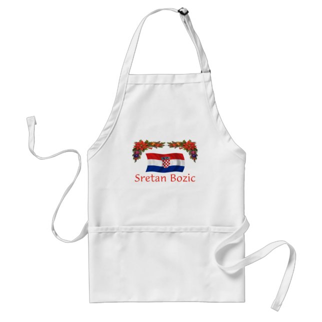 Croatian Sretan Bozic (Merry Christmas) Adult Apron (Front)
