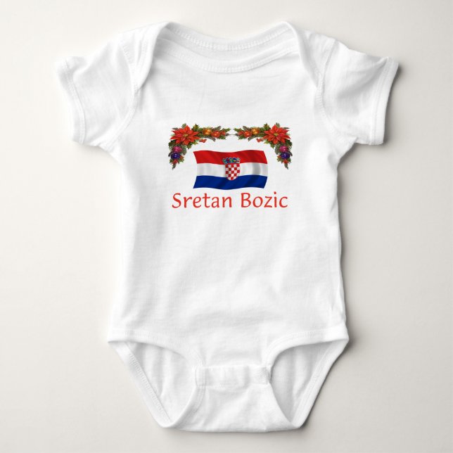 Croatian Sretan Bozic (Merry Christmas) Baby Bodysuit (Front)