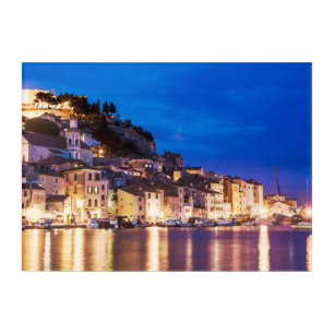 Croatian town Sibenik at night Acrylic Print