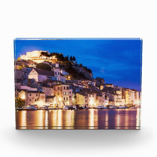 Croatian town Sibenik at night Photo Block (Front)