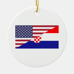 Croation American Pride US Croation Flag Ceramic Ornament