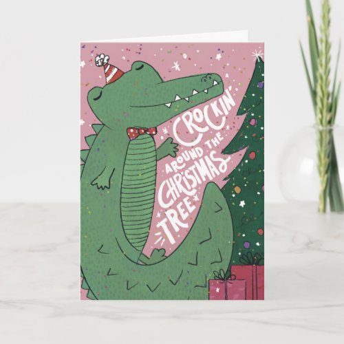 Croc_kin Around the Christmas Tree Greeting Card