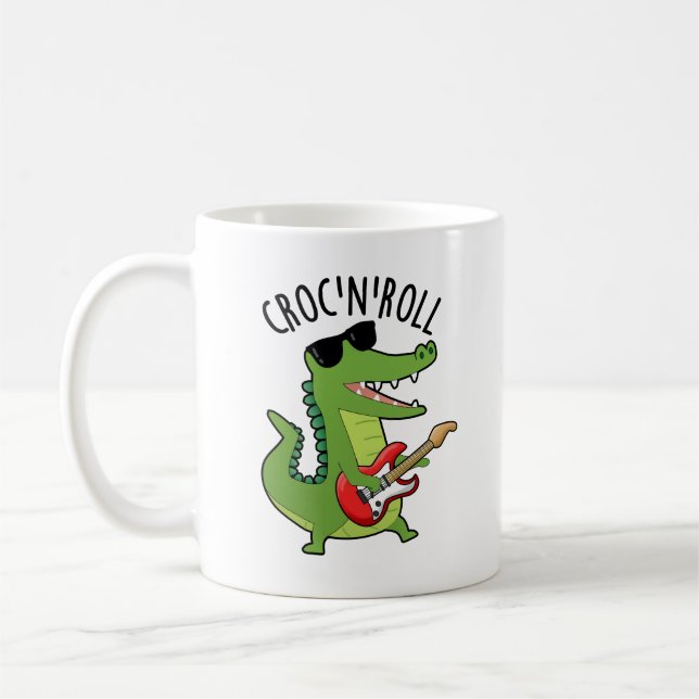 Croc N Roll Funny Crocodile Pun  Coffee Mug (Left)