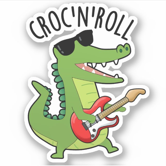 Croc N Roll Funny Crocodile Pun  Sticker (Front)