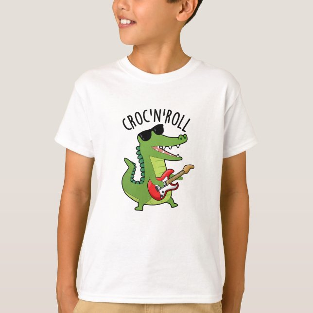 Croc N Roll Funny Crocodile Pun  T-Shirt (Front)
