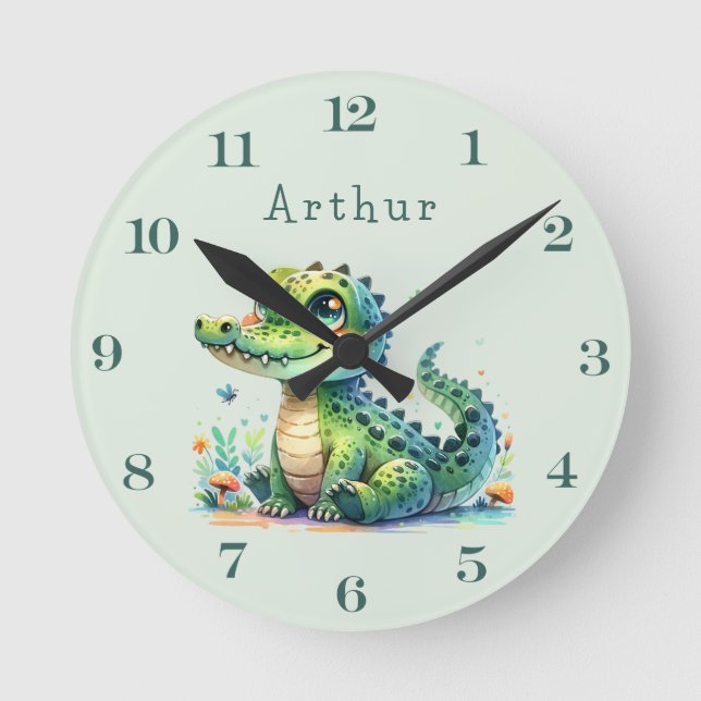 Croc O'Clock: Personalized Jungle Time Round Clock (Front)