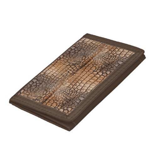 Croc Print Trifold Wallet