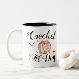 Crochet All Day Halloween Yarn + Bats Two-Tone Coffee Mug