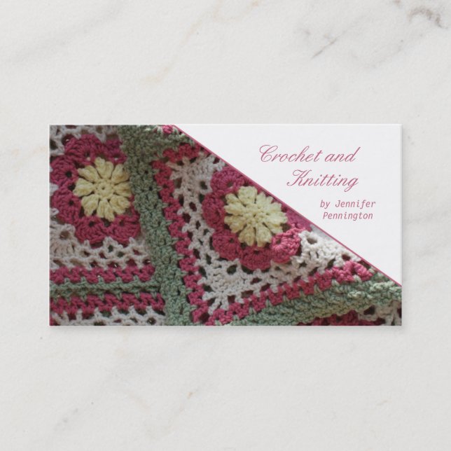 Crochet and Knitting customizable business card (Front)