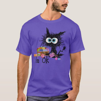 Crochet And Knitting I'm Ok Funny Cat Crochet Kni T-Shirt