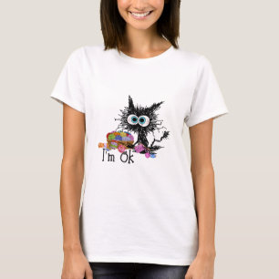 Crochet And Knitting Im Ok  Funny Cat Crochet Knit T-Shirt