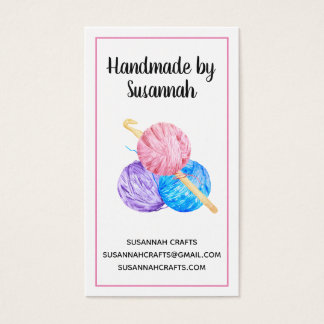 Crochet and Yarn Handmade Pink Craft Business Card