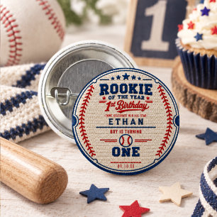 Crochet Baseball Ticket 1st Birthday baby boy Button