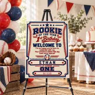 Crochet Baseball Ticket 1st Birthday baby boy Foam Board